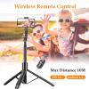 image62quot Aluminum Alloy Selfie Stick Phone Tripod with Wireless Remote Compatible with iPhone 15 14 13 12 11 pro Xs Max Xr X Android Samsung Smartphone Expandable for Travel Selfies Video Recording VlogBlack