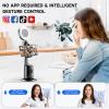 imageAuto Face Tracking Tripod with 2 Selfie Ring Light 360 Rotation Face Body Phone Holder Smart Shooting Camera Mount with Remote Rechargeable Smart Shooting Holder for Vlog Streaming Video Tiktok