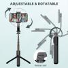 imageCell Phone Selfie Stick Tripod with Detachable Phone Holder Aluminium Selfie Stick with Wireless Remote 360 Rotation Extendable Phone Tripod for iPhone 15 14 13 12 11 Samsung GOPROAluminum  No Light