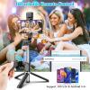 imagePortable 41 Inch Selfie Stick Phone Tripod with Wireless Remote Extendable Tripod Stand 360 Rotation Compatible with iPhone 14 13 12 11 pro Xs Max Xr X 8 7 6 Plus Android Samsung SmartphoneBlack  With Light