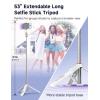imageSelfie Stick Tripod with 2 Light 3 Light Modes ampamp 6 Brightness Levels Extendable Phone Tripod with Detachable Remote ampamp Phone Holder Portable Camera Tripod Compatible with iphone16 15 14 13AndroidWhite