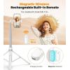 imageTONEOF 66quot Automatic Phone Tripod with Magnetic Rechargable RemoteSelfie Stick 360 Vertical ampamp Horizontal RotatableStable for iPhoneAndroidWhiteWhite