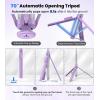 imageTONEOF 66quot Automatic TripodAutoOpen Phone Tripod Stand with Magnetic Rechargable RemoteSelfie Stick Tripod 360 Vertical ampamp Horizontal RotatableStable Travel Tripod for iPhoneAndroidPurplePurple