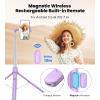 imageTONEOF 66quot Automatic TripodAutoOpen Phone Tripod Stand with Magnetic Rechargable RemoteSelfie Stick Tripod 360 Vertical ampamp Horizontal RotatableStable Travel Tripod for iPhoneAndroidPurplePurple