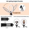imageUBeesize 10quot Ring Light with Overhead Phone Mount LED Selfie Light with Stand and Phone Holder Desk Light for iPhone Desk Tripod for Video Recording YouTube TikTok Live Stream Cooking VlogFloorstanding