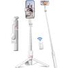 image41 Phone for Tripod Selfie Stick Tripod Stand with Wireless Remote Extendable Aluminum Cell Phone Tripod Stand 360Rotate Lightweight ampamp Portable Tripod Compatible with iPhoneAndroid PinkWhite