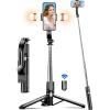 image45quot Selfie Stick Tripod with 2 Lights Extendable 5 in 1 Selfie Stick Phone Tripod Portable Selfie Sticks with Wireless Remote Compatible with iPhone 151413 Pro Max Samsung Android GoproBlackwith 2 Light