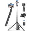image75quot Phone Tripod Selfie Stick with Remote and Phone Holder Extendable Tripod for iPhone Aluminum Cellphone TripodStand 360 Rotation Travel Tripods Compatible with iPhone Android GoPro