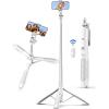 imageAluminum 71quot Phone Tripod with Remote Extendable ampamp Compatible with iPhone 151413AndroidCameraWhite