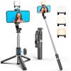 imagePortable 41 Inch Selfie Stick Phone Tripod with Wireless Remote Extendable Tripod Stand 360 Rotation Compatible with iPhone 14 13 12 11 pro Xs Max Xr X 8 7 6 Plus Android Samsung SmartphoneBlack  With Light