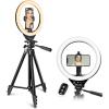 imageUBeesize 10quot Ring Light with Overhead Phone Mount LED Selfie Light with Stand and Phone Holder Desk Light for iPhone Desk Tripod for Video Recording YouTube TikTok Live Stream Cooking VlogFloorstanding