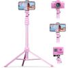 imageUBeesize 72quot Phone Tripod ampamp Selfie Stick Camera Tripod Stand with Wireless Remote and Phone HolderCompatible with iPhone Android Perfect for SelfiesVideo RecordingLive Streaming BlackPink