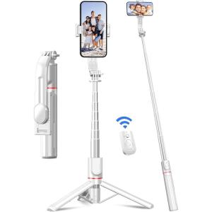 image41 Phone for Tripod Selfie Stick Tripod Stand with Wireless Remote Extendable Aluminum Cell Phone Tripod Stand 360Rotate Lightweight ampamp Portable Tripod Compatible with iPhoneAndroid PinkWhite