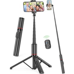 image52quot Selfie Stick Tripod Aluminum Allin1 Extendable Cell Phone Tripod Stand with Remote 360 Rotate Lightweight ampamp Portable Travel Tripod for Cell Phone Compatible with iPhone 16151413Android