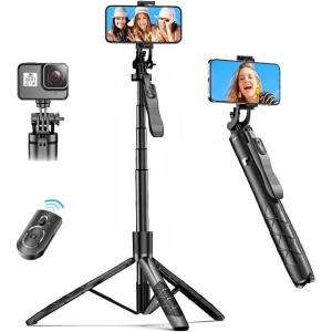 image62quot Aluminum Alloy Selfie Stick Phone Tripod with Wireless Remote Compatible with iPhone 15 14 13 12 11 pro Xs Max Xr X Android Samsung Smartphone Expandable for Travel Selfies Video Recording VlogBlackwith handle