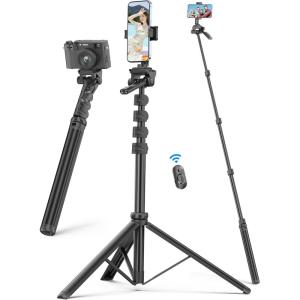 image72quot Phone Tripod ampamp Selfie Stick Extendable Cell Phone Stand with Detachable Remote ampamp Phone Holder Aluminum Tripod Compatible with iPhone Android