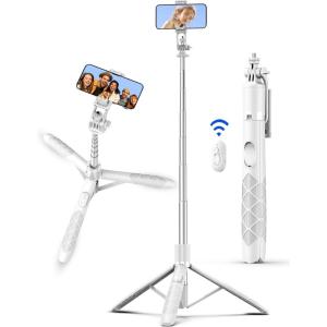 imageAluminum 71quot Phone Tripod with Remote Extendable ampamp Compatible with iPhone 151413AndroidCameraWhite