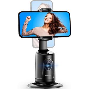 imageAuto Tracking Phone Holder Auto Face Tracking Tripod Portable Allinone Smart Selfie Stick 360 Rotation Fast Face ampamp Object Tracking Cameraman Robot Mount for Phone Video Vlog Live StreamingBlackBlack