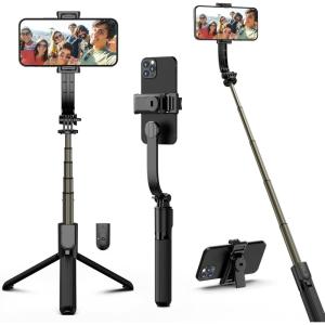 imageCell Phone Selfie Stick Tripod with Detachable Phone Holder Aluminium Selfie Stick with Wireless Remote 360 Rotation Extendable Phone Tripod for iPhone 15 14 13 12 11 Samsung GOPROAluminum  No Light