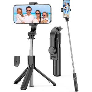 imagePortable Selfie Stick 4 in 1 Extendable Phone Tripod Stand with Detachable Wireless Remote ampamp Phone Holder 360 Rotating Mini Travel Tripod Compatible with iPhone 16151413 ProAndroidGopro
