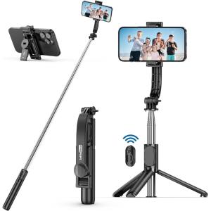 imageSelfie Stick Tripod with Fill Light All in One Extendable Selfie Stick with Detachable Wireless Remote Flexible Phone Tripod Stand Compatible with iPhoneGalaxy Compact Size ampamp LightweightBlack