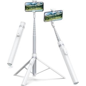 imageTONEOF 66quot Automatic Phone Tripod with Magnetic Rechargable RemoteSelfie Stick 360 Vertical ampamp Horizontal RotatableStable for iPhoneAndroidWhiteWhite