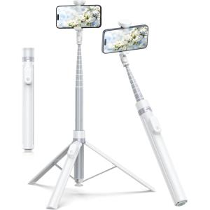 imageTONEOF 66quot Automatic TripodAutoOpen Phone Tripod Stand with Magnetic Rechargable RemoteSelfie Stick Tripod 360 Vertical ampamp Horizontal RotatableStable Travel Tripod for iPhoneAndroidPurpleWhite
