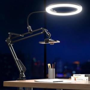 imageUBeesize 10quot Ring Light with Overhead Phone Mount LED Selfie Light with Stand and Phone Holder Desk Light for iPhone Desk Tripod for Video Recording YouTube TikTok Live Stream Cooking VlogDeskmounted