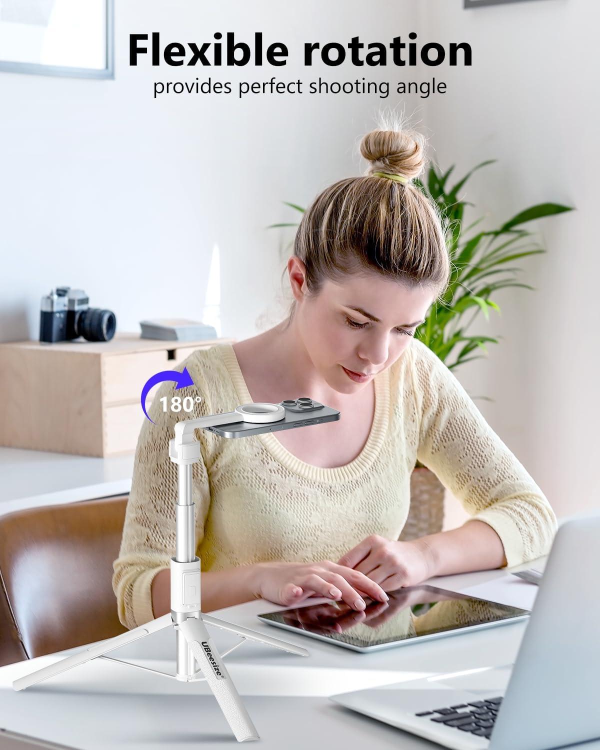 imageUBeesize Magnetic Tripod for iPhone with Remote 64 Extendable Phone Stand for Video RecordingVlogging N52 Strong Holder for iPhone 1215Android Portable Travel Selfie Stick TripodBlackWhite