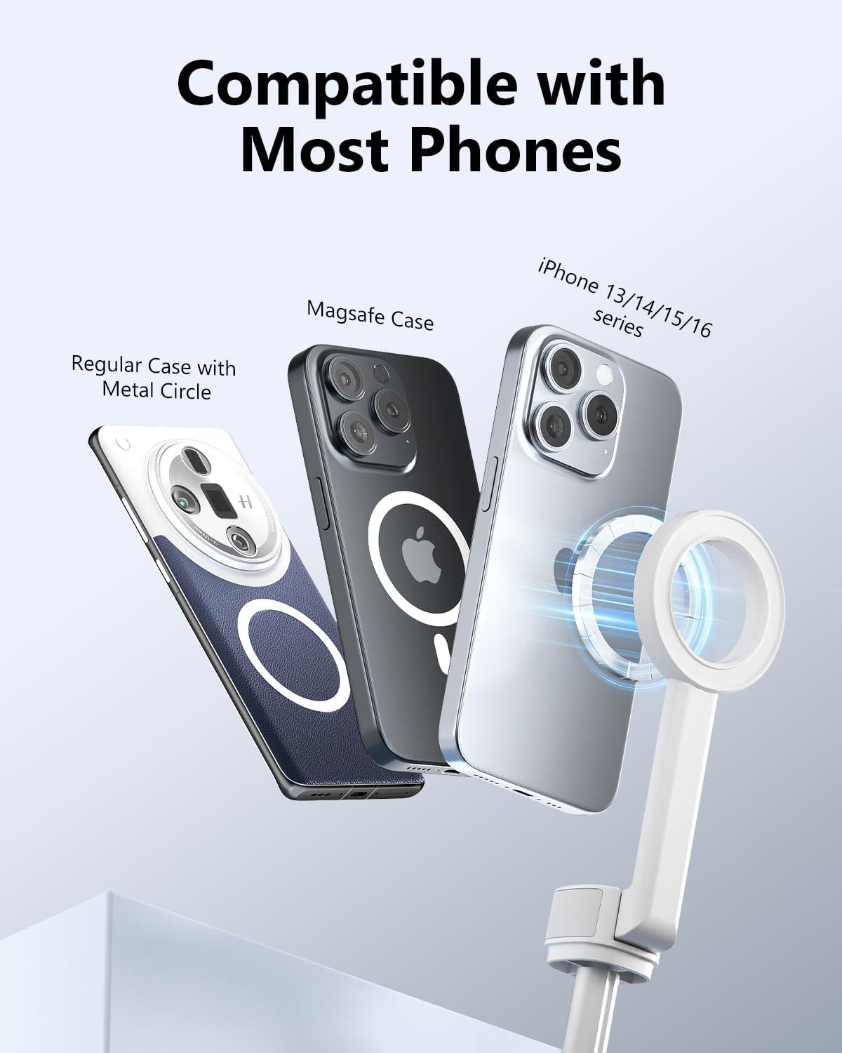 imageUBeesize Magnetic Tripod for iPhone with Remote 64 Extendable Phone Stand for Video RecordingVlogging N52 Strong Holder for iPhone 1215Android Portable Travel Selfie Stick TripodBlackWhite