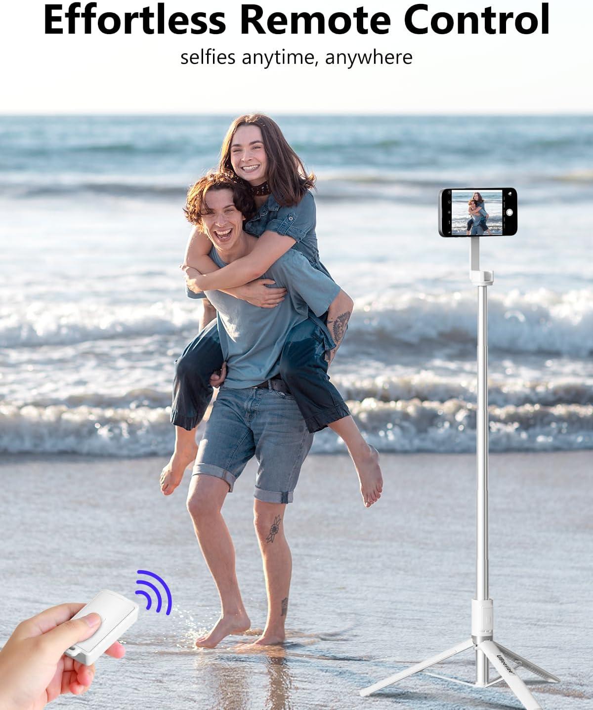 imageUBeesize Magnetic Tripod for iPhone with Remote 64 Extendable Phone Stand for Video RecordingVlogging N52 Strong Holder for iPhone 1215Android Portable Travel Selfie Stick TripodBlackWhite