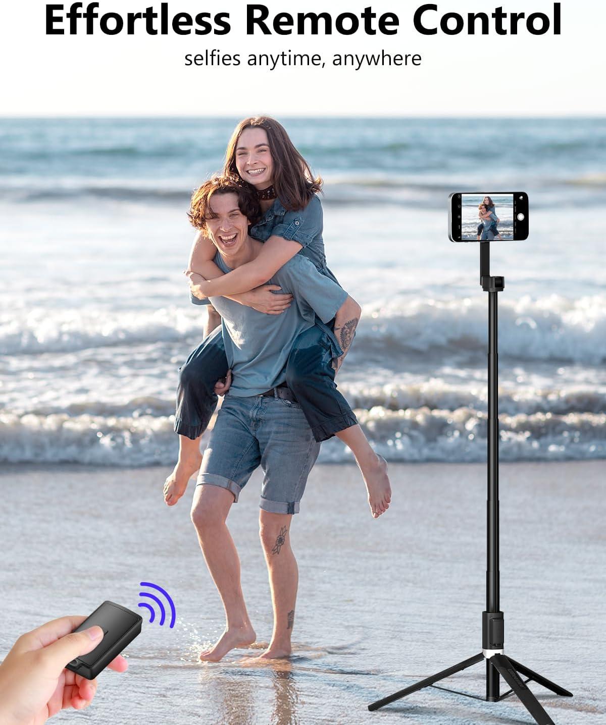 imageUBeesize Magnetic Tripod for iPhone with Remote 64 Extendable Phone Stand for Video RecordingVlogging N52 Strong Holder for iPhone 1215Android Portable Travel Selfie Stick TripodBlackBlack