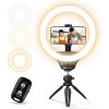 imageUBeesize 10quot Selfie Ring Light with Tripod Stand ampamp Cell Phone Holder Dimmable Desktop LED Circle Light for Live StreamingMakeupYouTubeTIK Tok Compatible with iOS and Android Phones Black