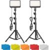 imageUBeesize LED Video Light Kit 2Pcs Dimmable Continuous Portable Photography Lighting with Adjustable Tripod Stand ampamp 5 Color Filters for TabletopLowAngle Shooting for Zoom Game Streaming YouTube10 Color Filters