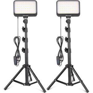 imageUBeesize LED Video Light Kit 2Pcs Dimmable Continuous Portable Photography Lighting with Adjustable Tripod Stand ampamp 5 Color Filters for TabletopLowAngle Shooting for Zoom Game Streaming YouTube16 Color Filters