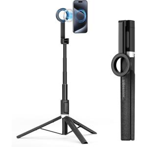 imageUBeesize Magnetic Tripod for iPhone with Remote 64 Extendable Phone Stand for Video RecordingVlogging N52 Strong Holder for iPhone 1215Android Portable Travel Selfie Stick TripodBlackBlack
