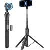 imageUBeesize 72 Magnetic Tripod for iPhone with Remote Extendable Cell Phone Tripod Stand Compatible with MagSafe Selfie Stick Tripod for iPhone 15 14 13 12 11 Series and Android PhonesBlack
