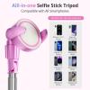 imageUBeesize 72 Magnetic Tripod for iPhone with Remote Extendable Cell Phone Tripod Stand Compatible with MagSafe Selfie Stick Tripod for iPhone 15 14 13 12 11 Series and Android PhonesPink