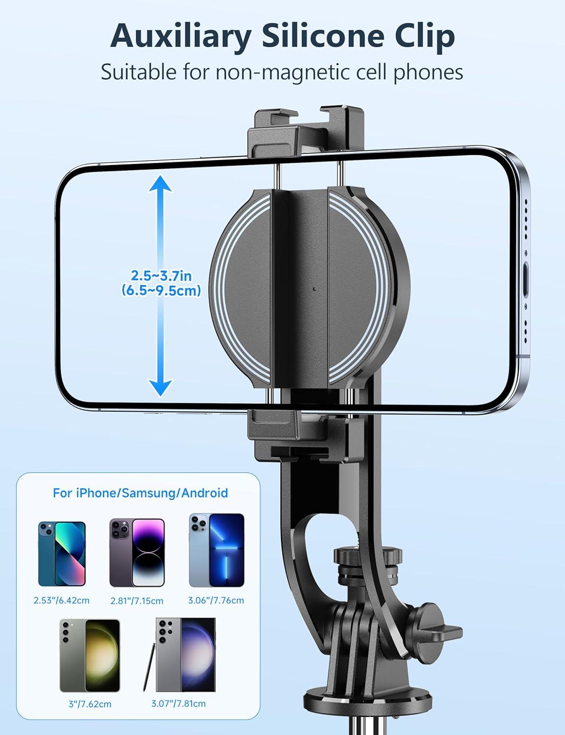 image70 Magnetic Automatic Selfie Stick Travel Tripod for Cell Phone Auto Opening Phone Tripod Stand with Magnetic Remote 360 Rotatable Extendable Smartphone Stand Compatible with iPhoneAndroid