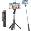 imageMini Selfie Stick Travel Tripod for Cell Phone with Light Extendable Selfie Stick for iPhone with Detachable Remote iPhone Tripod for Video Recording Photograph Compatible with Cellphones