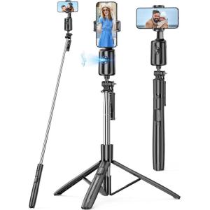 image66quot Auto Face Tracking Tripod for iPhone 360 Rotation Face Body Phone Tripod Stand with Remote Smart Shooting Holder Camera Selfie Stick for TikTok Vlog Video Recording Gesture Control No App
