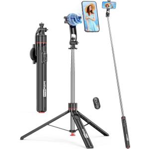 image70 Magnetic Automatic Selfie Stick Travel Tripod for Cell Phone Auto Opening Phone Tripod Stand with Magnetic Remote 360 Rotatable Extendable Smartphone Stand Compatible with iPhoneAndroid