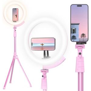 imageUBeesize Upgraded 12 Ring Light with 62 Tripod Stand and Magnetic Phone HolderLED Selfie RingLight for iPhone with Wireless RemoteCircle Light for TiktokYouTubePhotographyMakeupLive StreamPink