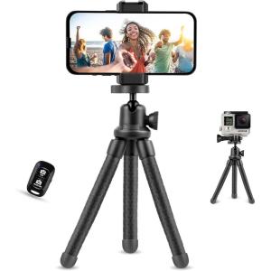 imageUbeesize Portable Tripod Stand with Wireless Remote ampamp Clip Flexible Phone Holder for Video Recording PinkBlack