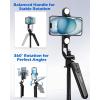 imageUBeesize 64 Extendable Selfie Stick Tripod with Light ampamp Remote Adjustable Phone Tripod Stand for iPhone 1711 Android Camera Travel Vlogging ampamp Video Recording