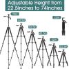 imageUBeesize 74quot Camera Tripod with Phone Holder and Remote Heavy Duty Tripod Stand with Portable Bag for Phone and Camera Compatible with DSLR Cameras Cell Phones Spotting Scopes and Binoculars74Inches