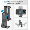 imageUBeesize Metal Phone Tripod Mount Cold Shoes with Arca QR Base 3 Control Knob 360 Cell Phone Tripod Adapter for iPhone Samsung Desktop Tripod Smartphone Holder for Video Streaming Vlogging RigStandard