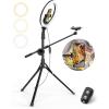 imageUBeesize 12quot Ring Light Tripod for iPhone with Overhead Phone Mount 75quot Tall Ring Lights with Stand and Camera Mounts for PhotographyLive StreamingTikTokYouTube Content Creation12inTripod