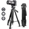 imageUBeesize 74quot Camera Tripod with Phone Holder and Remote Heavy Duty Tripod Stand with Portable Bag for Phone and Camera Compatible with DSLR Cameras Cell Phones Spotting Scopes and Binoculars67Inches