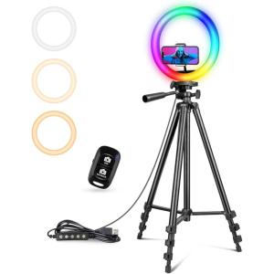 imageUBeesize 12 inch Ring Light with Stand Selfie Ring Light with 50quot Extendable Tripod Stand ampamp Phone Holder for Live StreamMakeupYouTube VideoRGB
